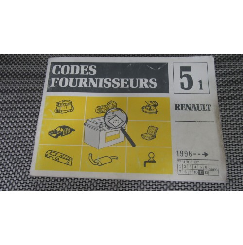 7711300137 CATALOGO RENAULT CODES FOURNISSEURS 5/1 DAL 1996 AL 11/2000