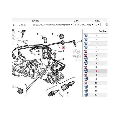 CAVO ELETTRICO ACCENSIONE MOTORE ALFA 33 CARB DS - ED 88 - 88 94 60504325-0