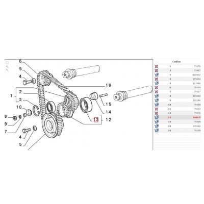 CUSCINETTO CINGHIA DISTRIBUZIONE FIAT - LANCIA - ALFA ROMEO 60807270-4