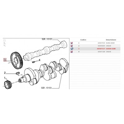 INGRANAGGIO CONDUTTORE ALFA ROMEO 33 - 145 - 146 - 155 - 156 - 164 TD  60507537-0