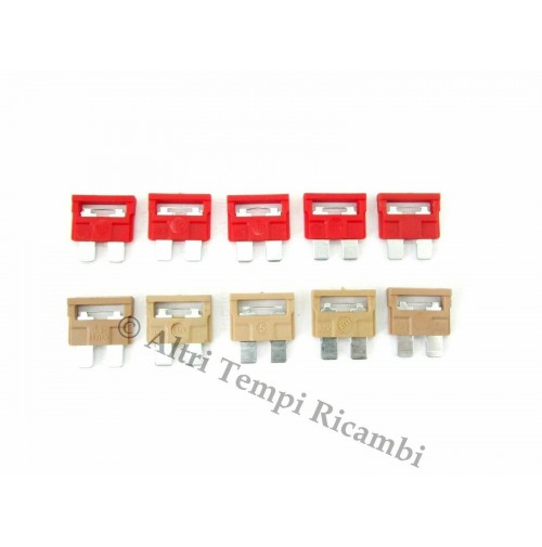 KIT 10 FUSIBILI LAMELLARI A LAMA BILAMA AUTO 12V 5A 10A