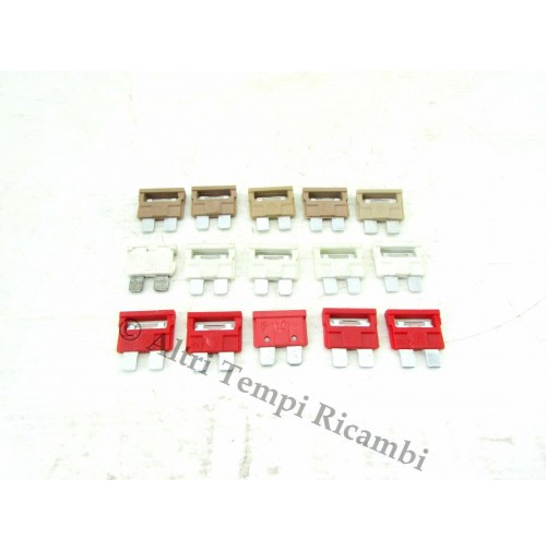 KIT 15 FUSIBILI LAMELLARI A LAMA BILAMA AUTO 12V 5A 10A 25A