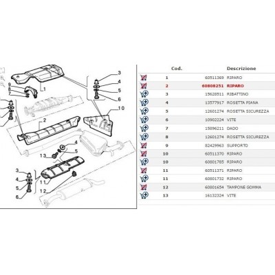 RIPARO TUBAZIONE SCARICO ALFA 164 - FL 92 - SUPER - TURBO BZ - USA MY 60801724-0