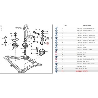 STAFFA SOSPENSIONE GRUPPO MOTOPROPULSORE ALFA 164 - TURBO BZ 87 92 60805173-0